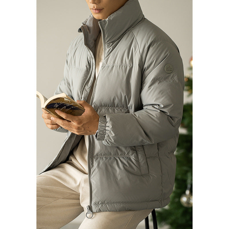 Windproof And Warm White High Neck Down Jacket Casual Outerwear