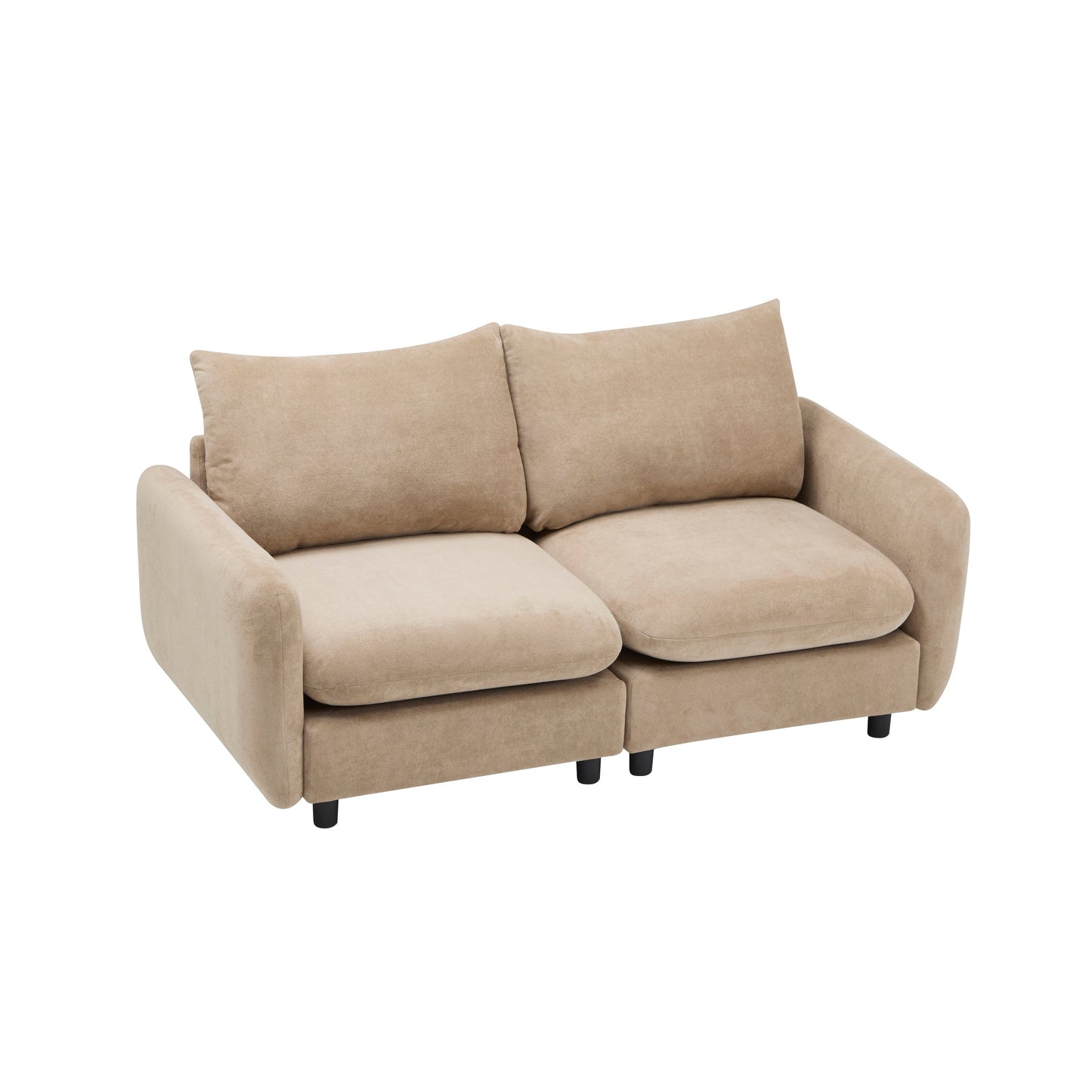 Sectional Sofa Modular Velvet Camel 2 Seat 69 In Eucalyptus Frame