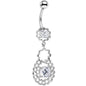 Clear Cubic Zirconia Crochet Flower Dangle Belly Ring