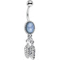 Light Blue Santa Fe Double Feather Dangle Belly Ring