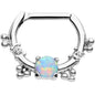 16G Clear Gem Iridescent Imitation Opal Simple Septum Clicker