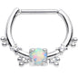 16G Clear Gem Iridescent Imitation Opal Simple Septum Clicker