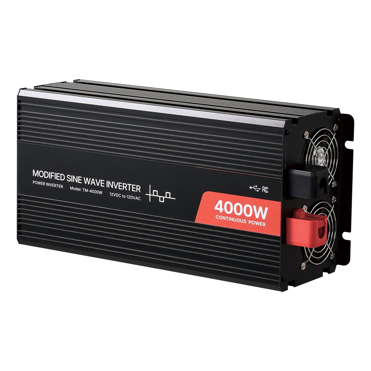 4000W Modified Sine Wave Power Inverter, 12V to 120V, LCD, USB, for RV Truck