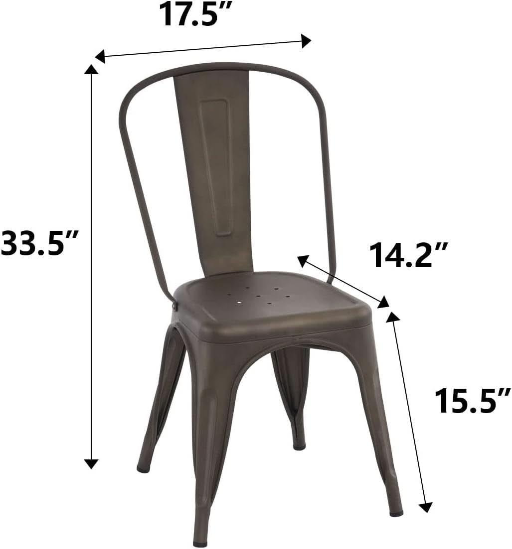 Tolix Style Metal Dining Chair 18 Inch Stackable Set Of 4