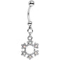 Clear and Aurora Decorated Snowflake Dangle Belly Ring