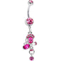 Hot Pink Gem Intertwining Bow Dangle Belly Ring