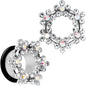 18mm Clear and Aurora Gem Snowflake Steel Tunnel Plug Set