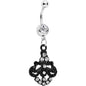 Clear Czech Stone Black Baroque Empress Dangle Belly Ring