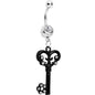 Clear Czech Stone Black Victorian Antique Key Dangle Belly Ring