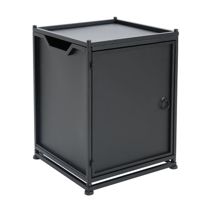Outdoor Metal Tank Holder Side Table, Matte Black