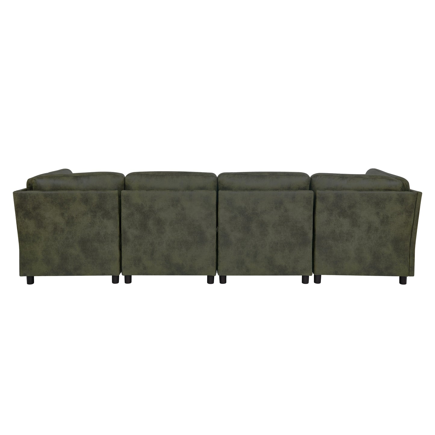 Sectional Sofa Modular Faux Leather Olive 6 Seat 124 In
