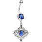 Blue CZ Gem Elegant Beauty Diamond Dangle Belly Ring