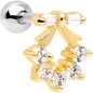 16G 1/4 Steel Clear CZ Holiday Bow Wreath Cartilage Earring