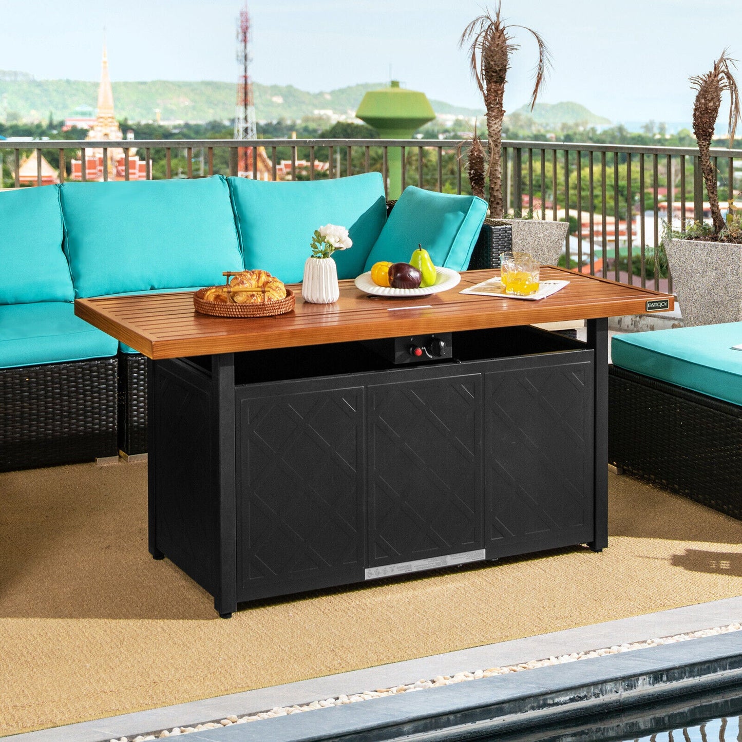 57 Inch 50 000 BTU Rectangular Propane Outdoor Fire Pit Table