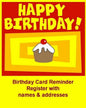 Birthday Card Reminder Register with names & addresses - Paperback