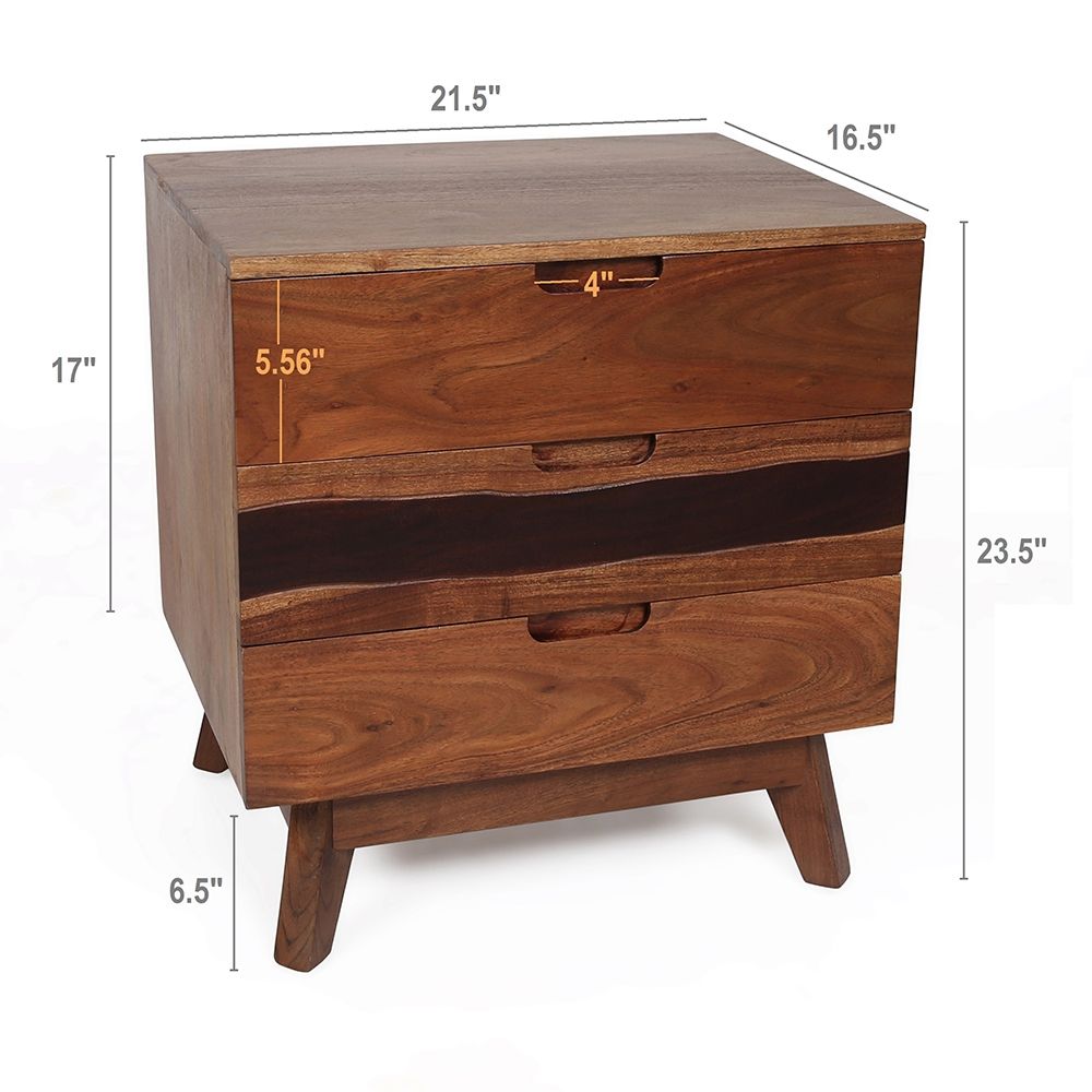 Nightstand Natural Wood - Brown