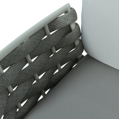 Outdoor Sofa Set Steel Rope Off White Gray Cushion 4 Piece Seats 4