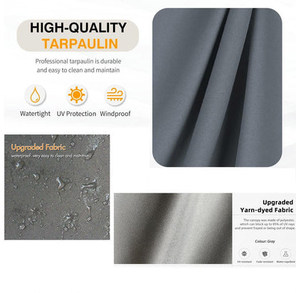 Pergola Replacement Canopy Gray Polyester UV Water-Resistant 10x10 Ft