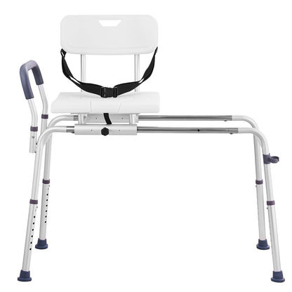 Transfer Bench Sliding Shower Chair Aluminum 400lb Reversible