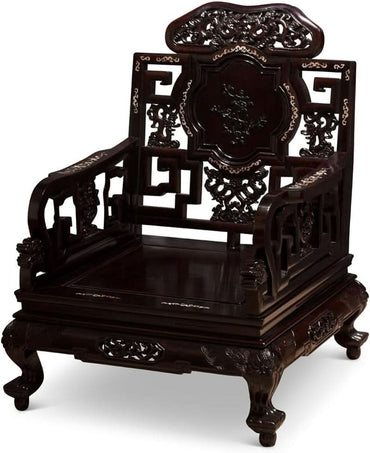 Dark Cherry Rosewood Mother Pearl Motif Living Room Set