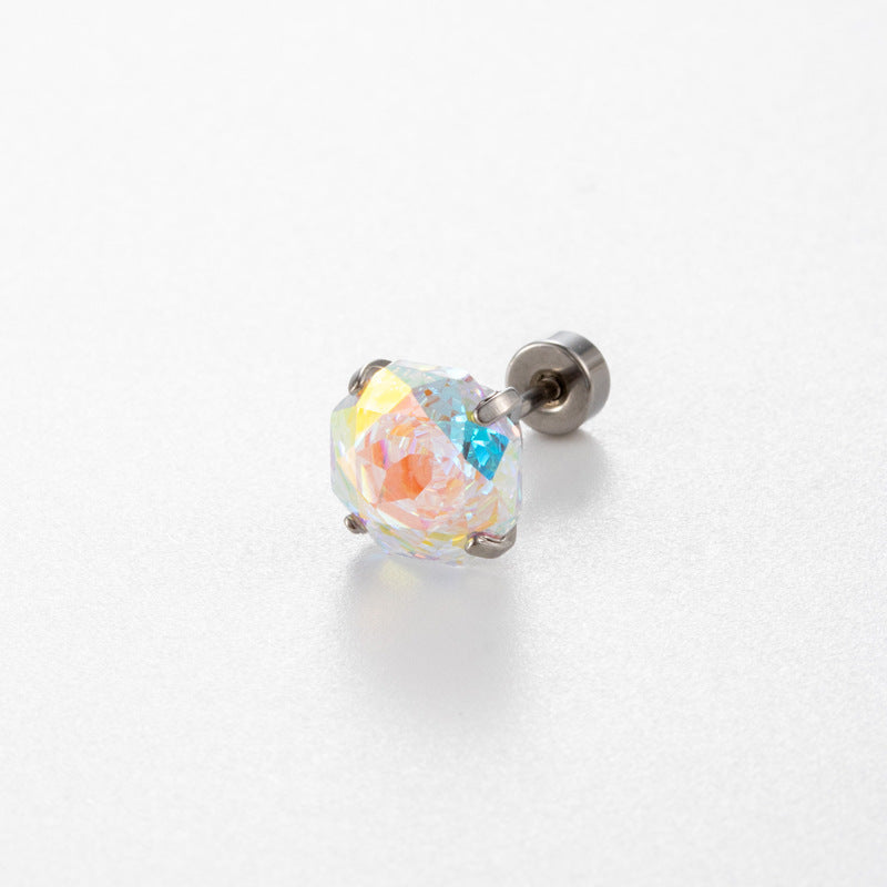 High-end, Brilliantly Reflective Octagonal Millennium Rose-cut Cubic Zirconia Stud Earrings