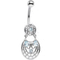 Blue CZ Gem Circular Woven Pattern Dangle Belly Ring