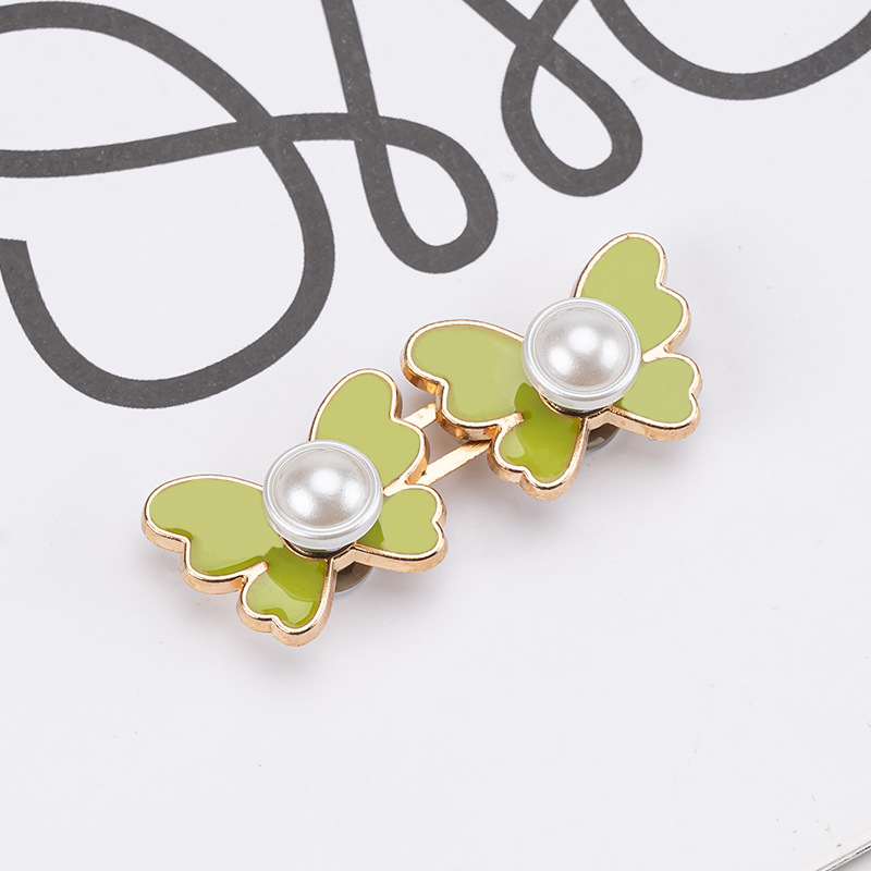 Pearl butterfly waist buckle-pink-alloy-1 pair