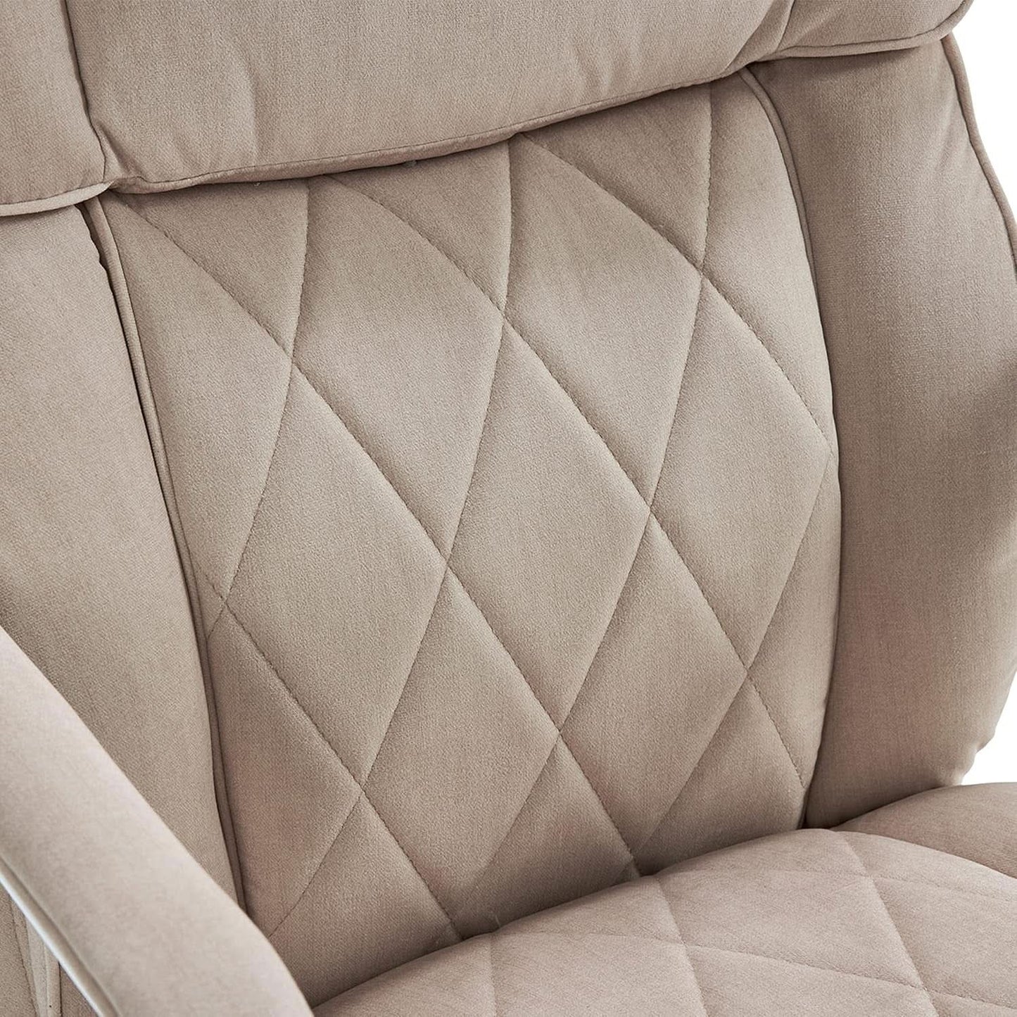 Quilted Leather Executive Office Chair With Lumbar Support Cream