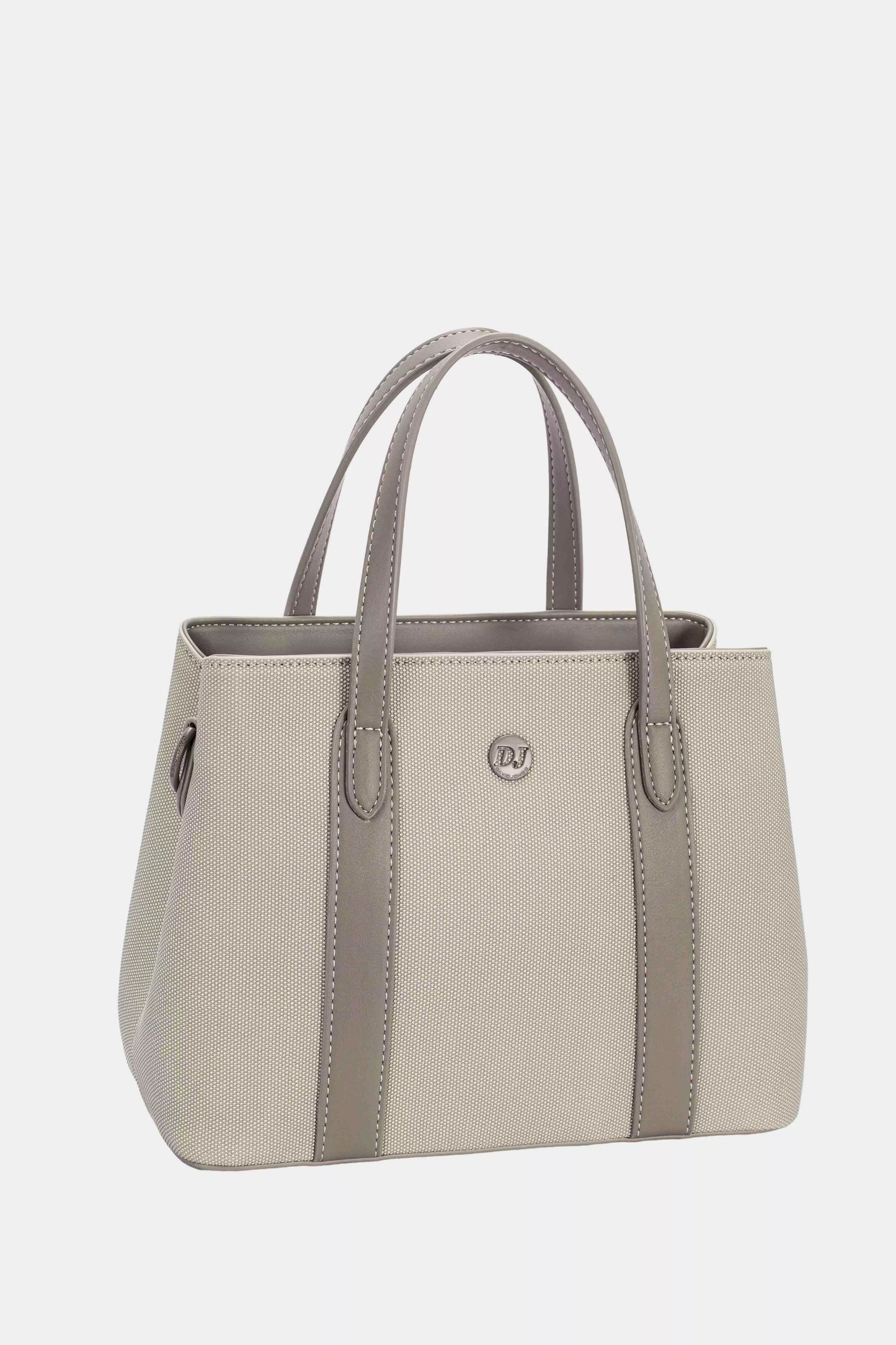 David Jones Canvas Handbag with Leather Trim