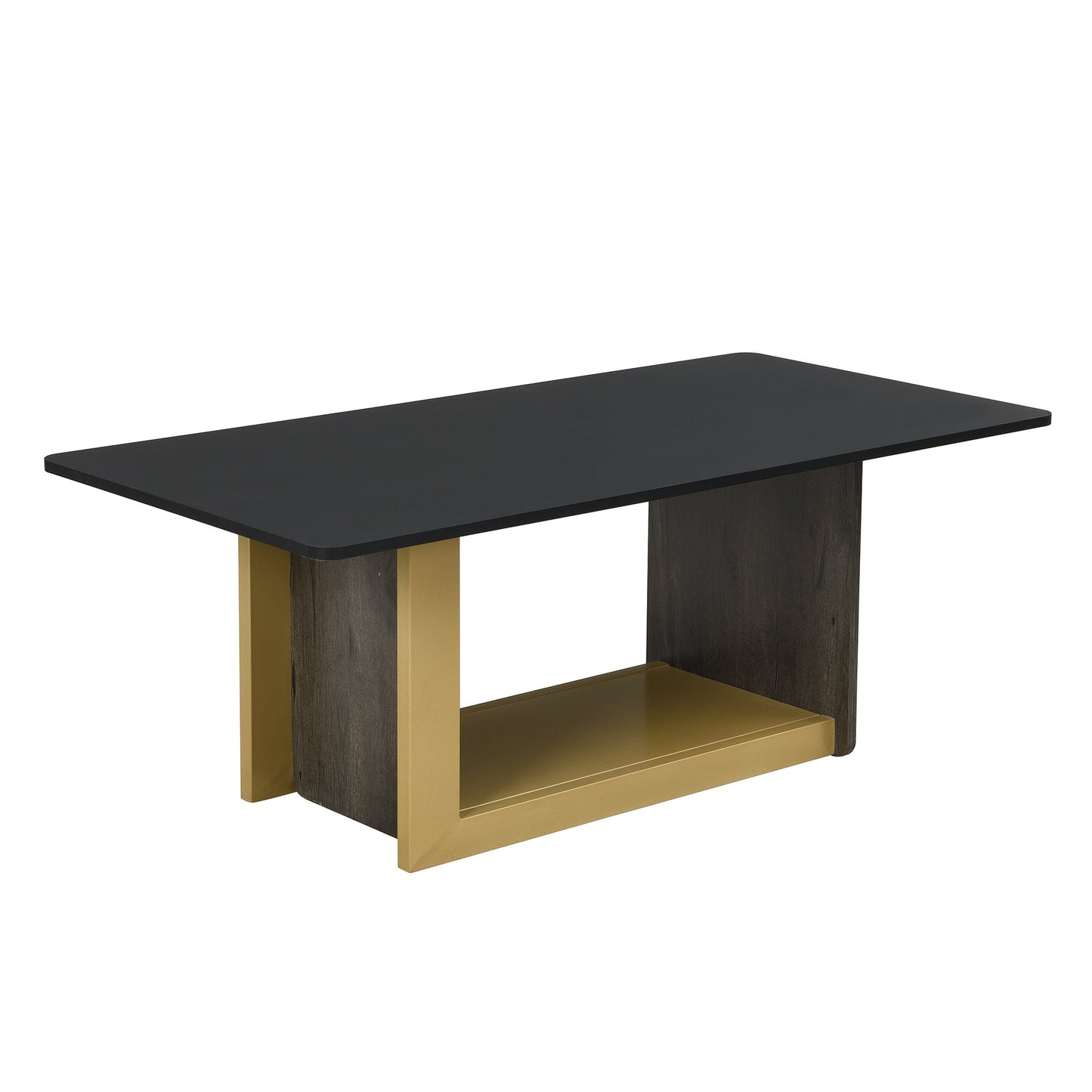 TV Stand and Coffee Table Set 2-Piece White Gold MDF Metal Legs Fits Large TV
