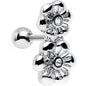16G 1/4 Clear Gem Steel Double Flower Tragus Cartilage Earring