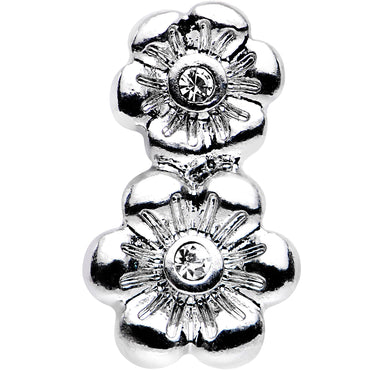 16G 1/4 Clear Gem Steel Double Flower Tragus Cartilage Earring