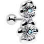 16G 1/4 Aqua Gem Steel Double Flower Tragus Cartilage Earring