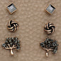 Burnished Rose Gold Tree of Life Stud Earring Set
