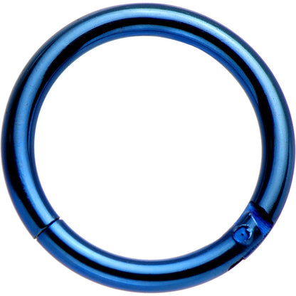 16G 5/16 Blue Anodized Titanium Hinged Segment Ring