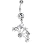 Clear Gem Stainless Steel Bouquet of Daisies Dangle Belly Ring