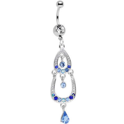 Light Blue Gem Czech Stone Wear Me Out Whale Dangle Belly Ring