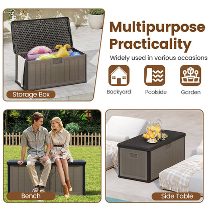100 Gallon Large Deck Box with Lockable Lid for Patio