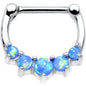 16G 5/16 Blue Synthetic Opal Steel Barbell Simple Septum Clicker