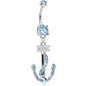 Light Blue CZ Gem Drop Your Anchor Dangle Belly Ring