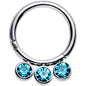 16G 5/16 Blue Zircon Gem Stainless Steel Hinged Segment Ring