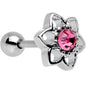 16G 7mm Pink Gem Petaled Flower Cartilage Earring