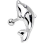 16G 1/4 Clear Gem Dolphin Left Cartilage Earring