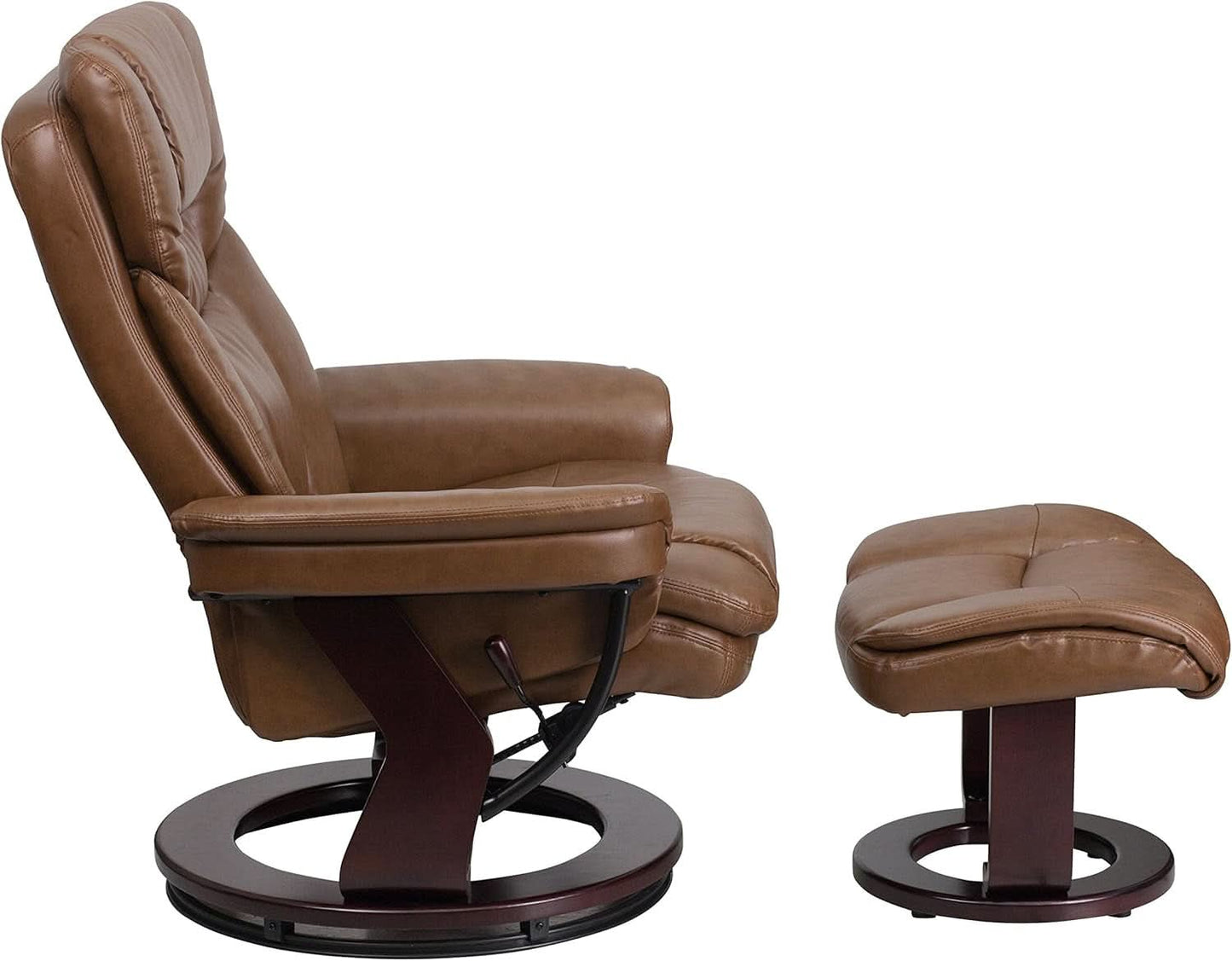 Leathersoft Recliner With Ottoman Palimino Swivel