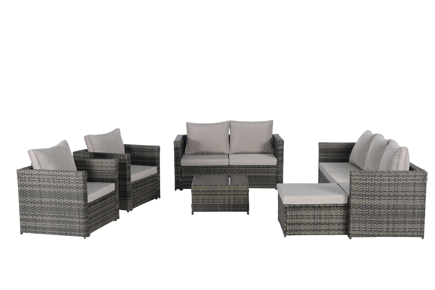 Outdoor Patio Set 6 Piece PE Rattan Seats 8