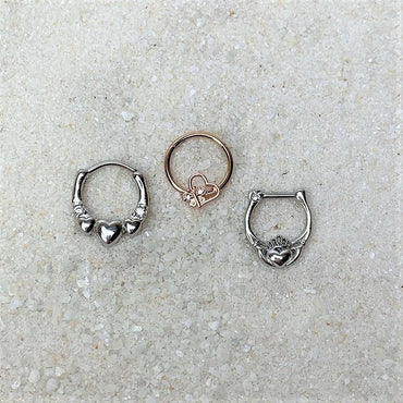 16G 1/4 Stainless Steel Claddagh Heart and Crown Septum Clicker