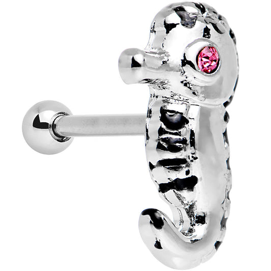 16G 1/4 Pink Gem Eyeball Seahorse Cartilage Earring