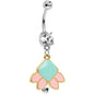 Clear Gem Pink Blue Shapes Belly Ring Created with Crystals