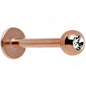 16G Clear Gem Rose Gold IP Press Fit Labret Monroe 3/8
