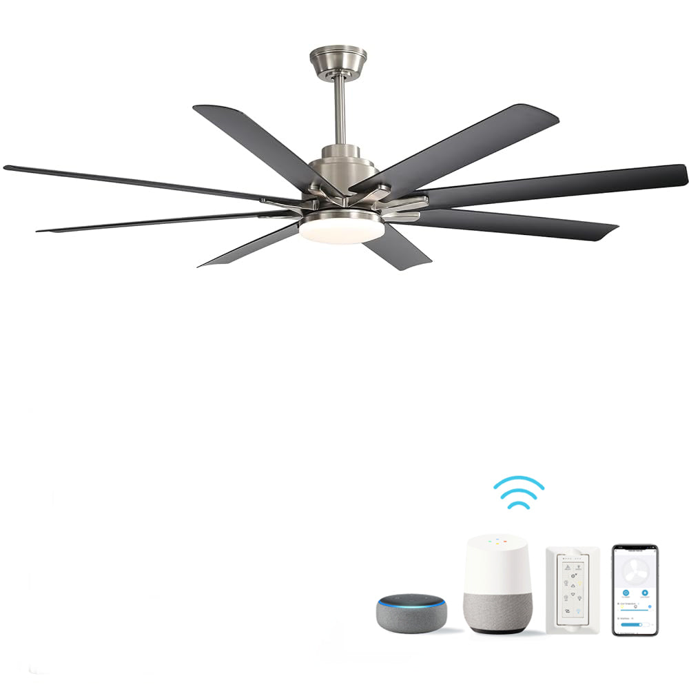 66" Smart Ceiling Fan with LED Light | 8-Blade Dimmable Fan with DC Motor, Remote, App & Voice Control — Alexa & Google Home Compatible